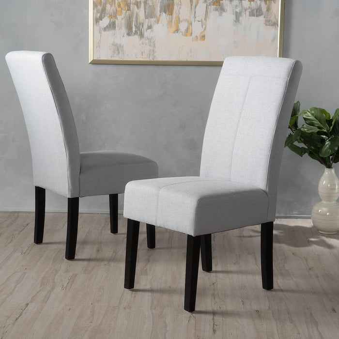 Set of 2 Pertica Fabric Dining Chairs, Light Grey Wood