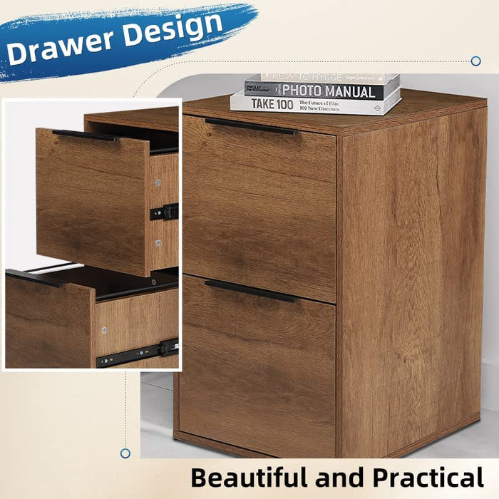 Vertical 2-Drawer Wooden File Cabinet for Home Office