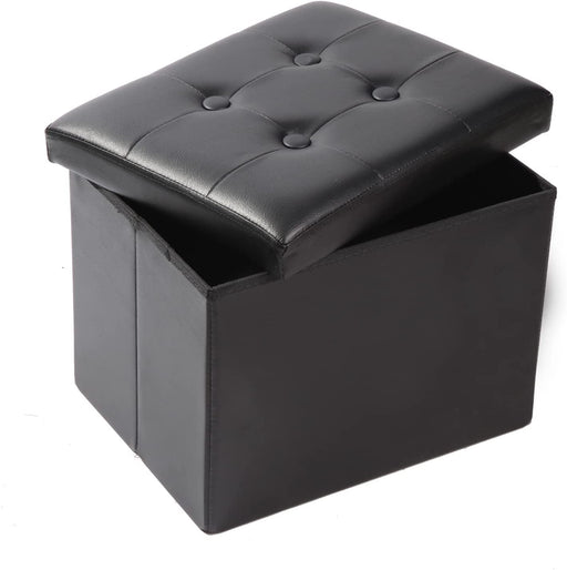 Multipurpose Leather Ottoman with Folding Storage Cube