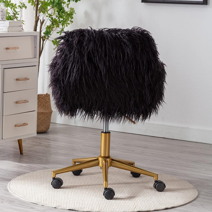 Soft Faux Fur Swivel Chair for Home Office