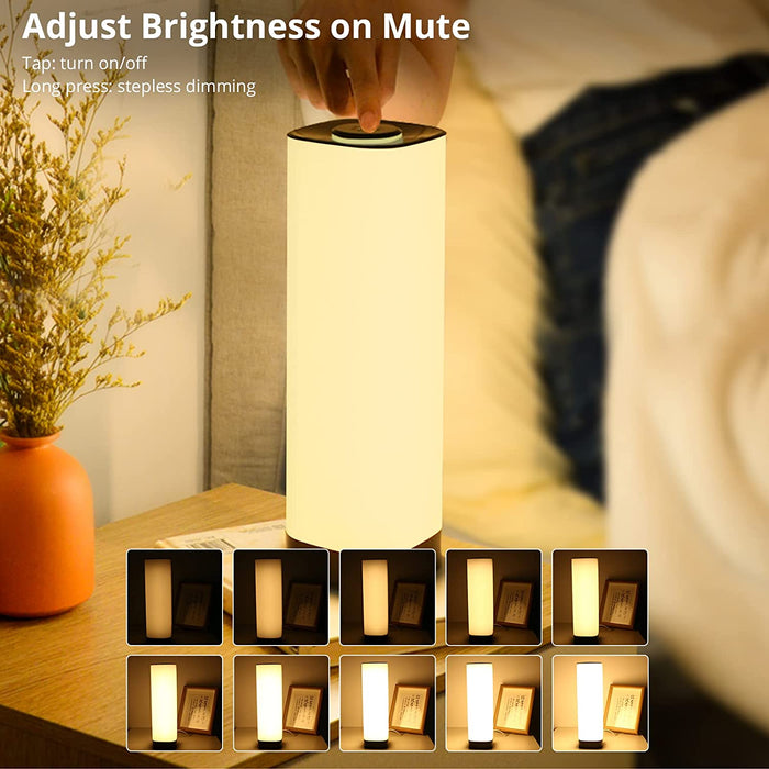 Bedside Touch Control LED Table Lamp with 3 Colors and 10 Brightness