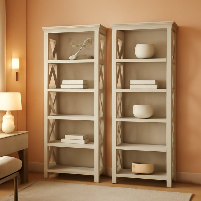 Linen White Oak Bookcase Set by Bush Furniture