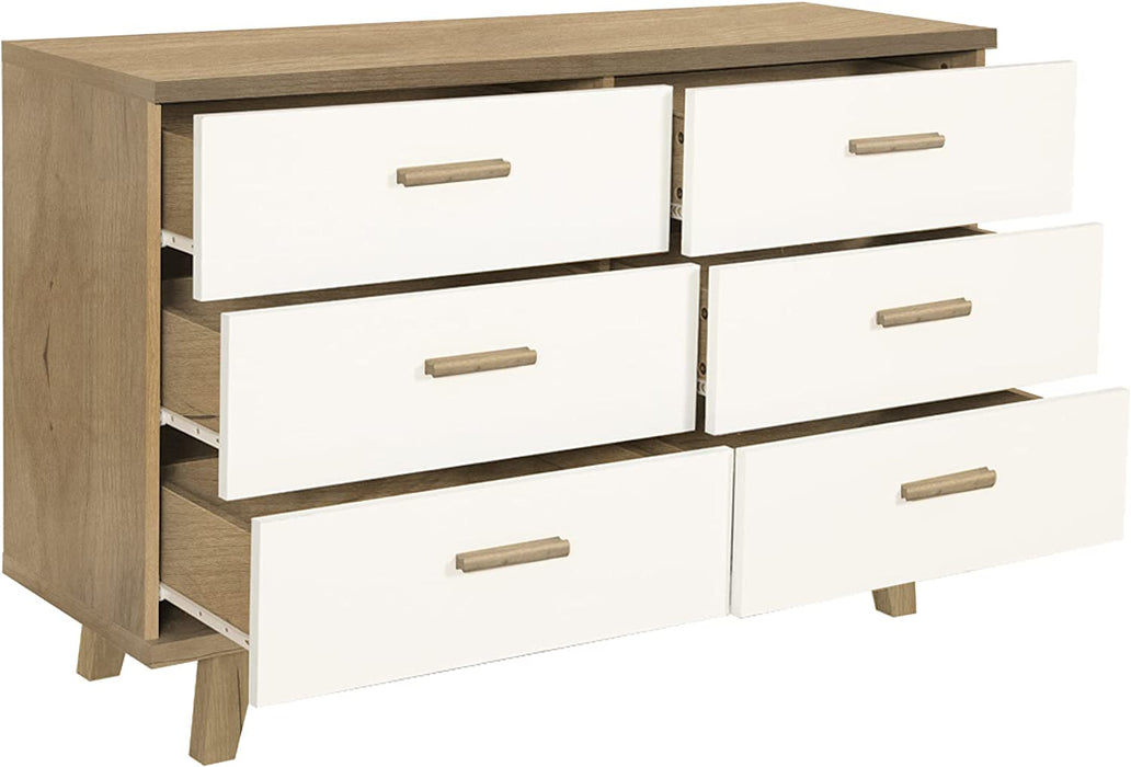 Modern White Wood Dresser with 6 Drawers