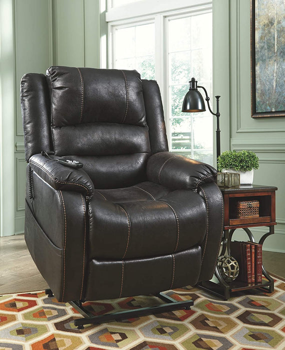 Yandel Black Faux Leather Electric Power Lift Recliner