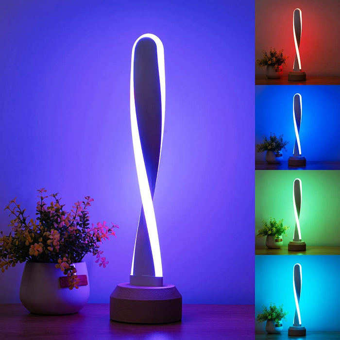 RGB Desk Lamp, Wood Table Lamp with 7 Colors