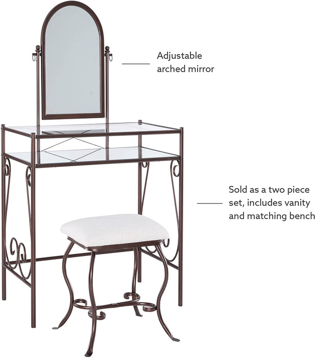 Dark Metal Vanity Table Set