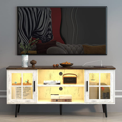 LED TV Stand with Storage and Lighting