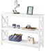 White 3-Tier Console Table with Storage Shelves