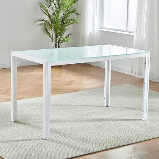 Transparent Glass Top Dining Table with Metal Legs