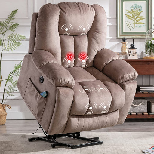 Large Power Lift Recliner Chair with Massage, Brown