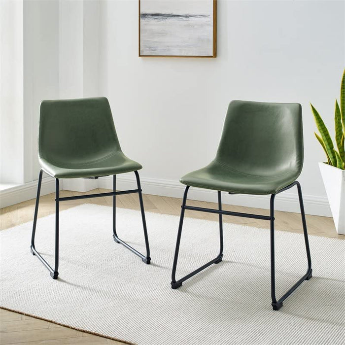 Douglas Urban Industrial Faux Leather Bar Chairs, Set of 2, Green