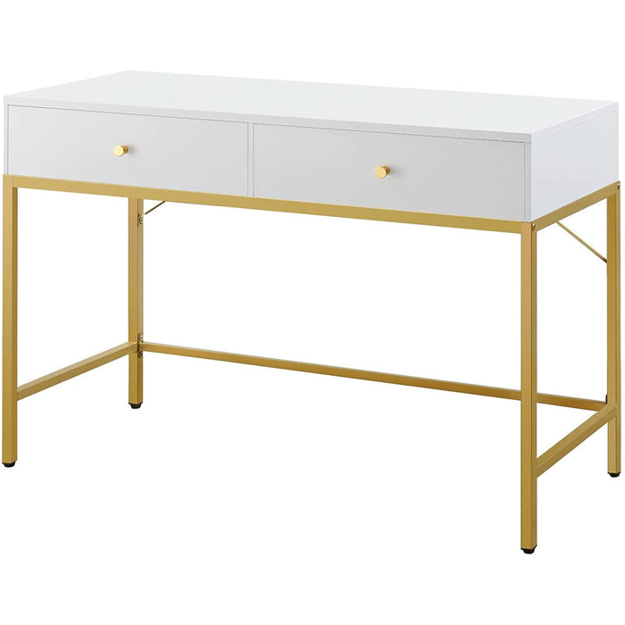 Vanity Desk with Drawers - White and Gold
