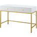 Vanity Desk with Drawers - White and Gold