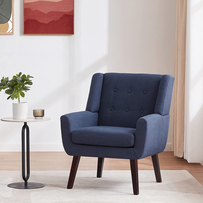 Mid Century Modern Accent Chair in Dark Blue