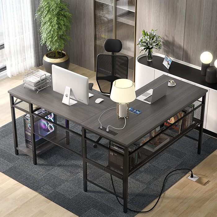 Modern L-Shaped Desk W/ Power Outlet