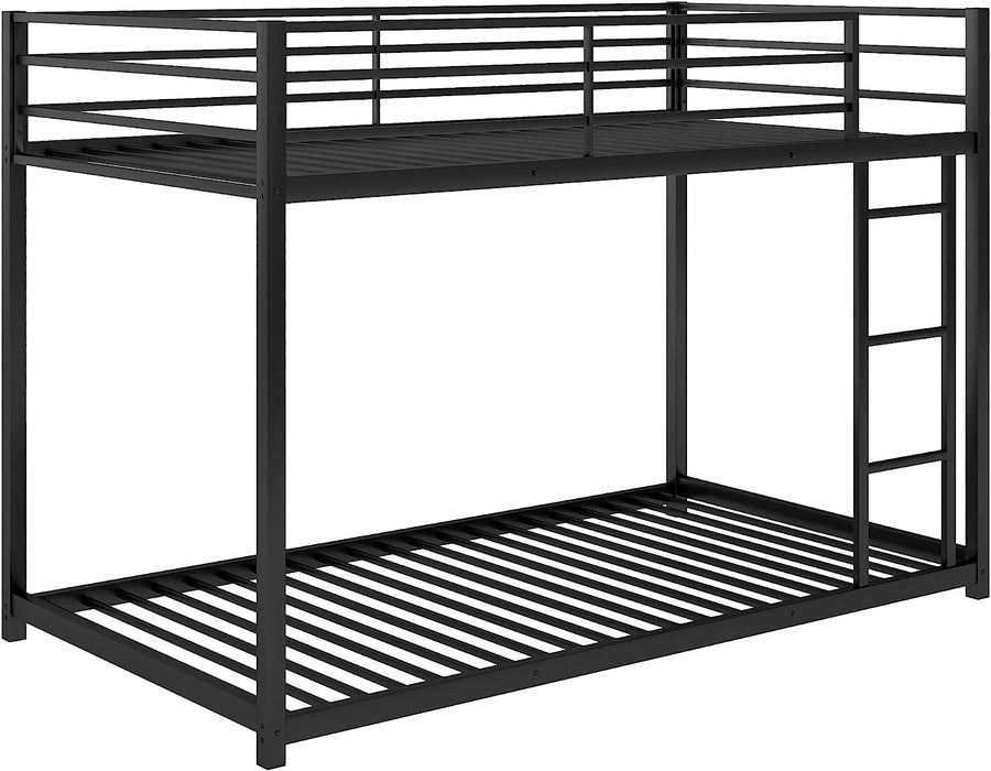 Metal Twin over Twin Bunk Beds, Low Profile, Black