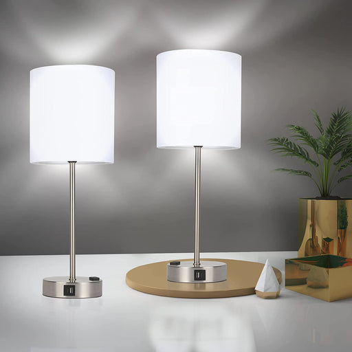 Bedside Lamps Set of 2 with USB Ports and AC Outlet