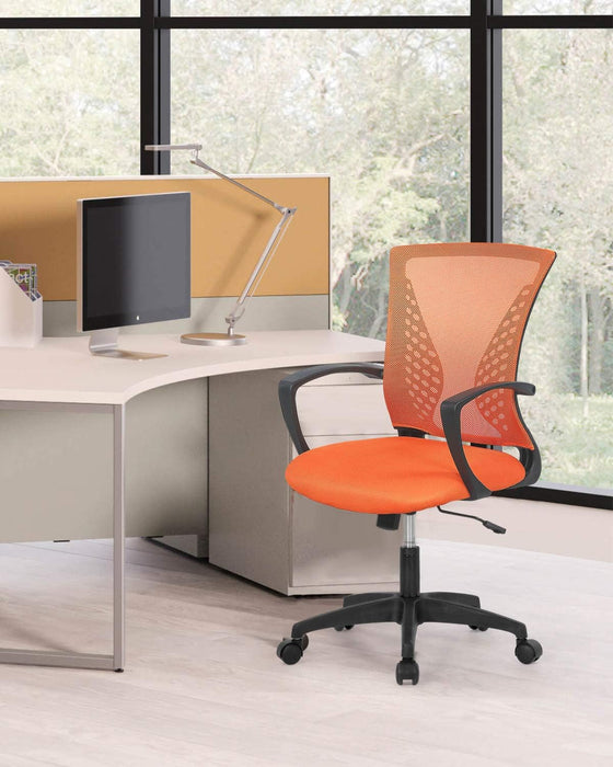 Ergonomic Orange Mesh Office Chair with Armrests