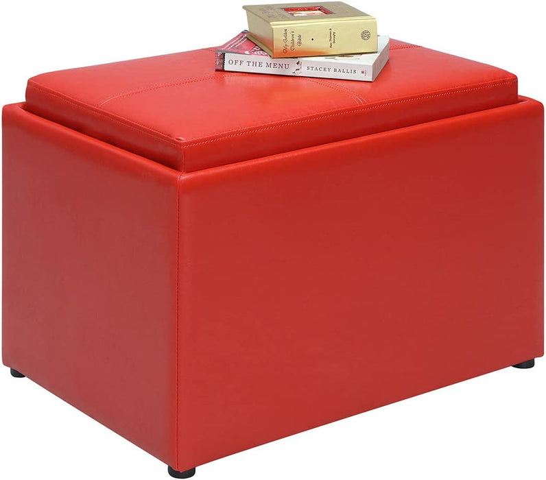 Bright Red Ottoman with Storage Space