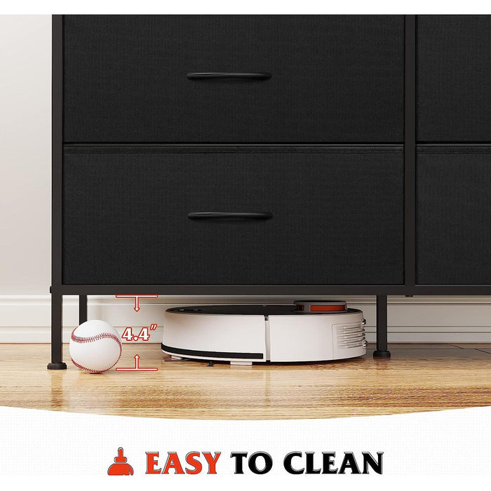 Black Rustic Dresser with 6 Drawers and TV Stand