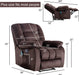 Massage Recliner Chair with Heat and Overstuffed Fabric (Brown)