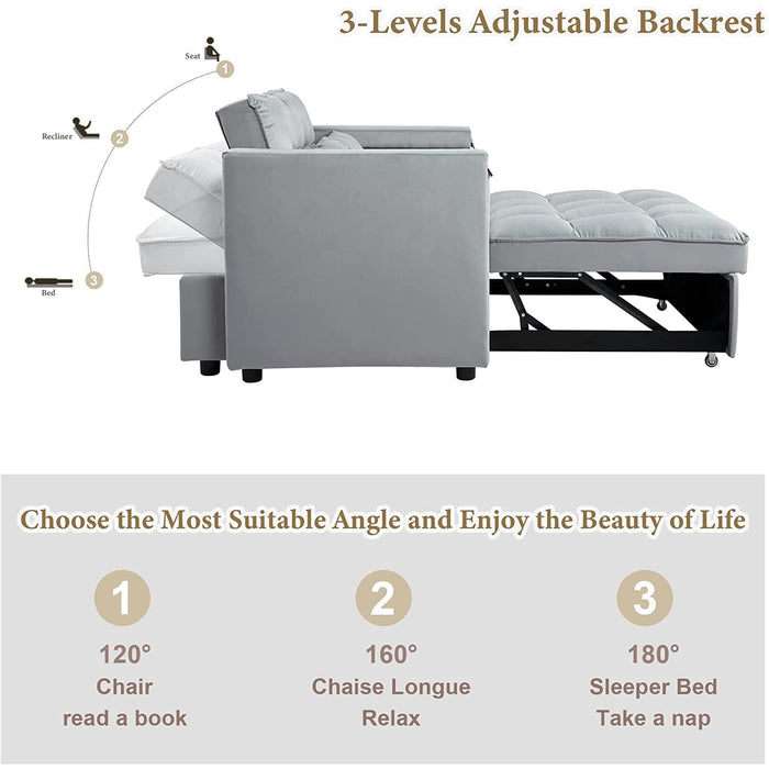 Multi-Functional Velvet Sleeper Sofa with Hidden Table