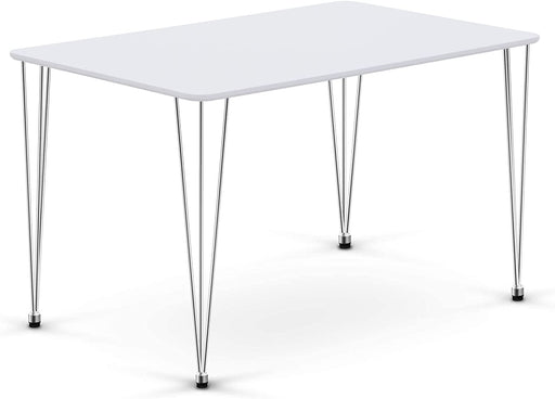 White/Silver Hairpin Legs Modern Kitchen Table