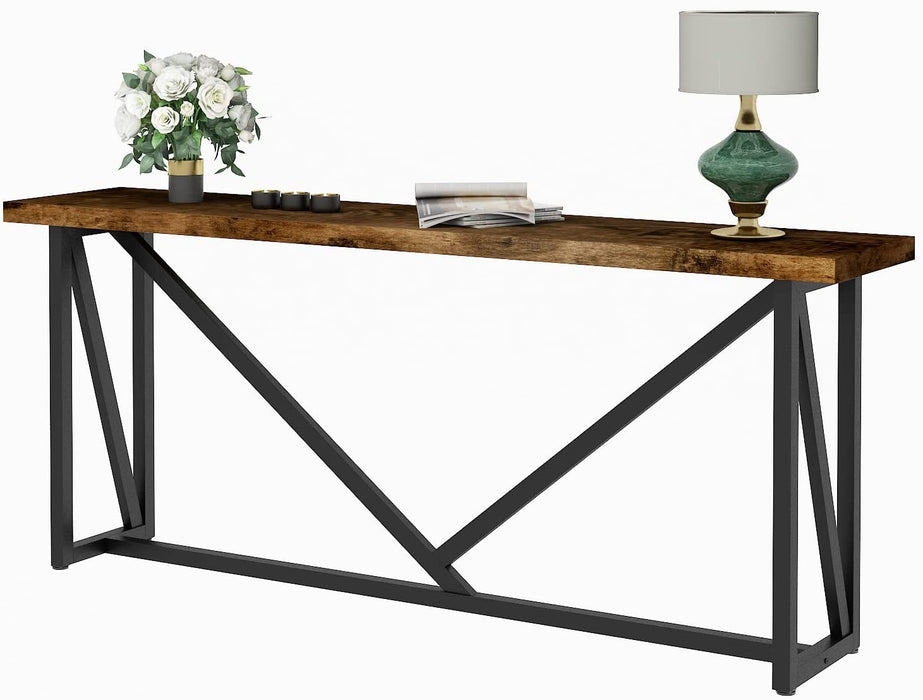 Extra Long Narrow Console Table with Metal Frame