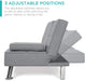Compact Gray Futon Sofa Bed with Cupholders