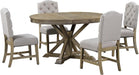 Farmhouse 5-Piece Dining Table Set with Extendable Table and 4 Comfortable Upholstered Chairs