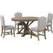 Farmhouse 5-Piece Dining Table Set with Extendable Table and 4 Comfortable Upholstered Chairs