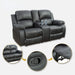 Black Faux Leather Recliner Sofa Set