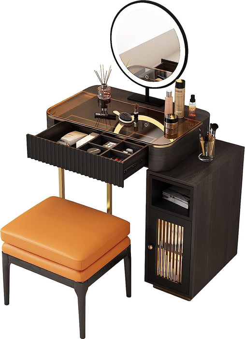 Gold Vanity Set with LED Lighted Mirror