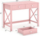 Pink Modern Writing Computer Desk with Drawers