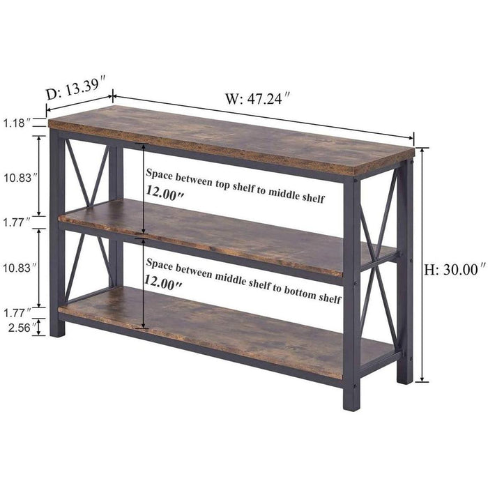 Rustic 3-Tier Sofa Console Table (47″)
