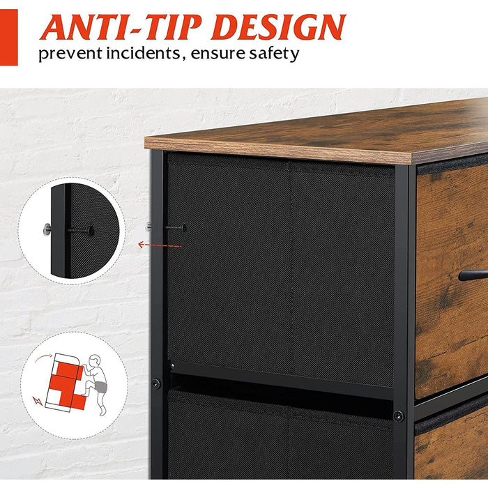 Dark Grey Chest of Drawers with Wood Top and Nightstand
