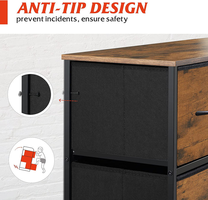 Dark Grey Chest of Drawers with Wood Top and Nightstand