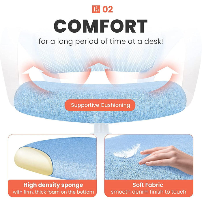 Ergonomic Blue Mesh Office Chair with Wheels