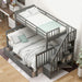 Twin over Full Bunk Bed with Stairs, Grey