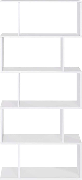 White 5-Tier Wooden Room Divider Bookshelf