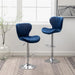 Velvet Adjustable Swivel Barstools, Blue, Set of 2