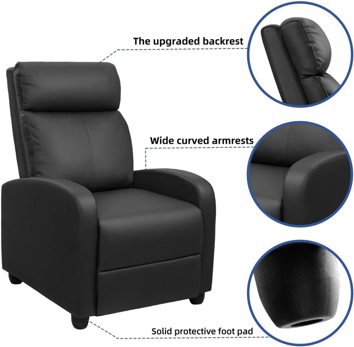 Adjustable Recliner Chair with Full Back Contour and Footrest