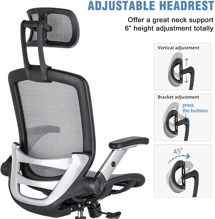 Adjustable High-Back Mesh Office Chair, Grey