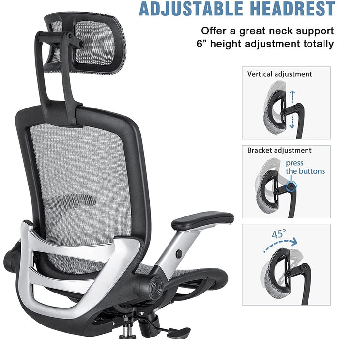 Adjustable High-Back Mesh Office Chair, Grey