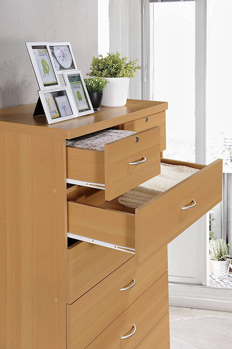 7-Drawer Beech Dresser with Top Locks