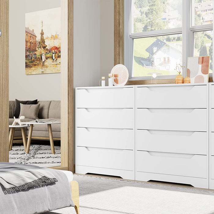 White Modern Chest of Drawers with 4 Storage Drawers