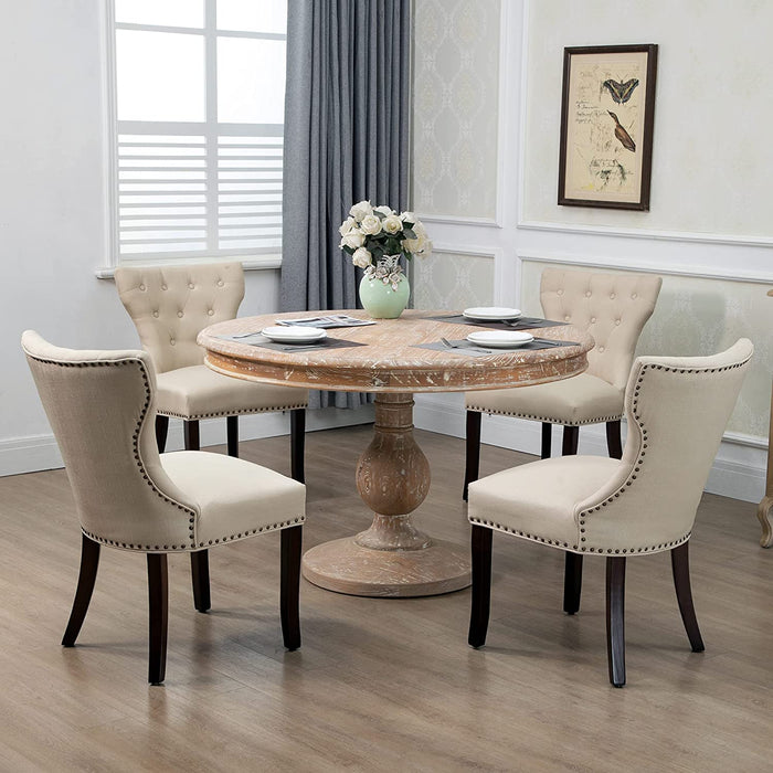 Tufted Fabric Dining Chairs Set of 4
