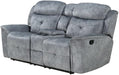 Silver Gray Fabric Motion Loveseat with Console