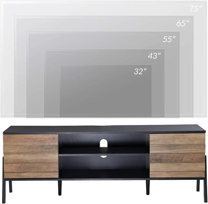 Black and Oak TV Stand for 65 Inch Flat Screen