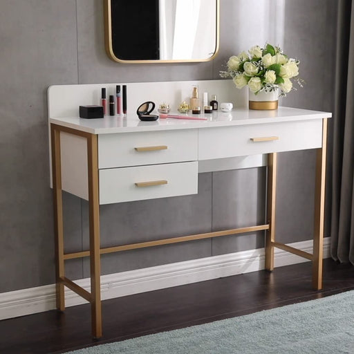 White Makeup Vanity Desk with Storage